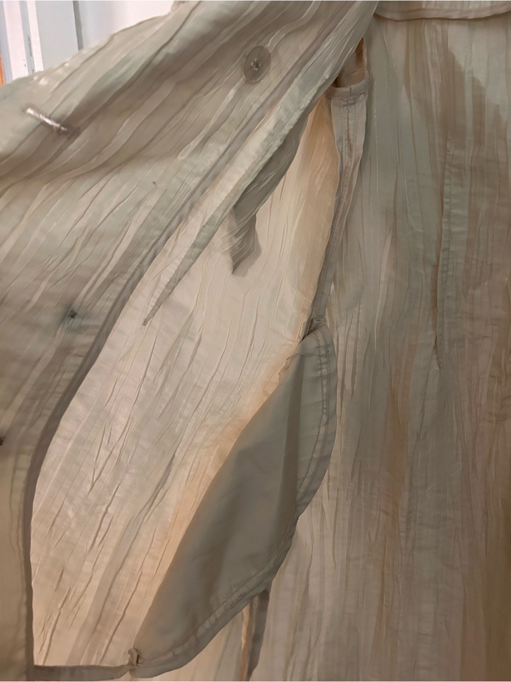 Isaac Mizrahi for Target Cream Textured Tie-Waist Trench Coat M - Picture 9 of 9